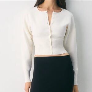 Aritzia Golightly Cardigan - Wonder Yarn light birch beige top